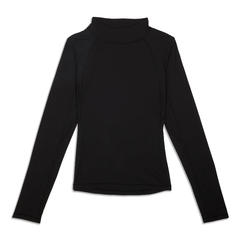 Black Blouses for Versatile -Mockneck Long-Sleeve Shirt - Resale