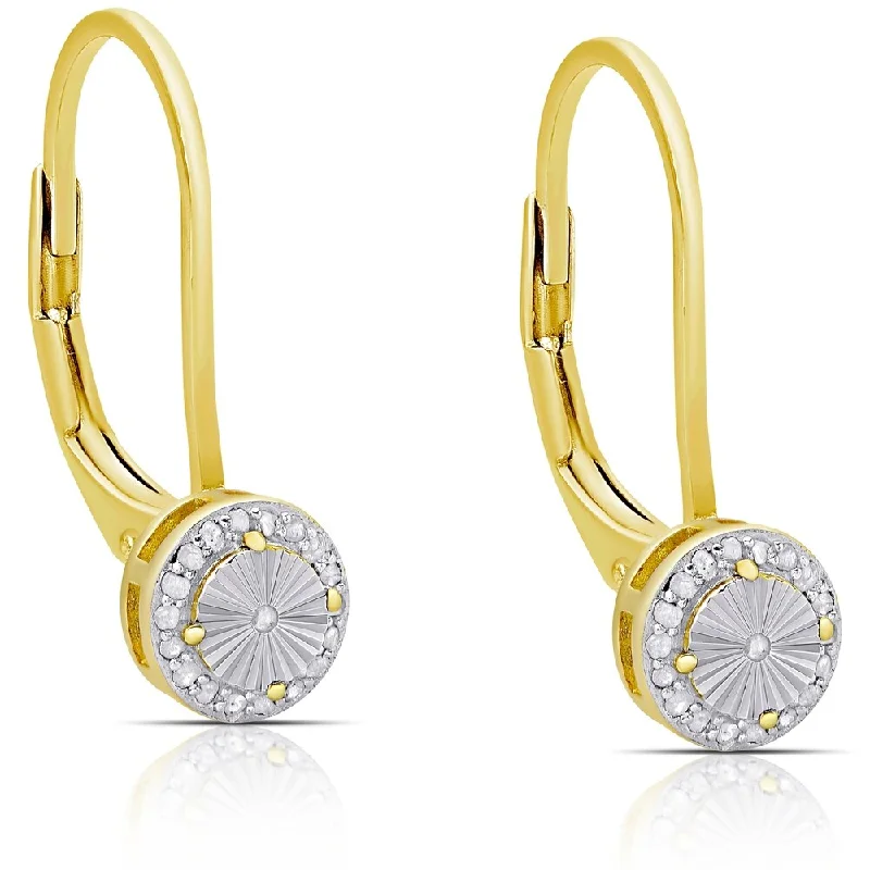 Drop Earrings for Anniversary -Finesque Sterling Silver 1/4ct TW Diamond Miracle Plate Earrings