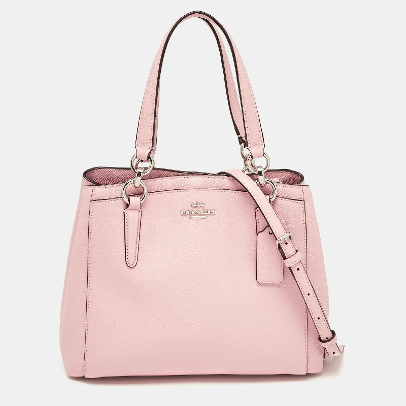 Handle bags with modern cutouts for style -Coach Pink Leather Minetta Tote