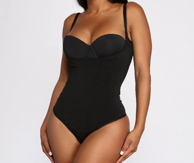 Tight mesh top for women with breathable material and fashionable cut-Seamless Thong Contouring Bodysuit