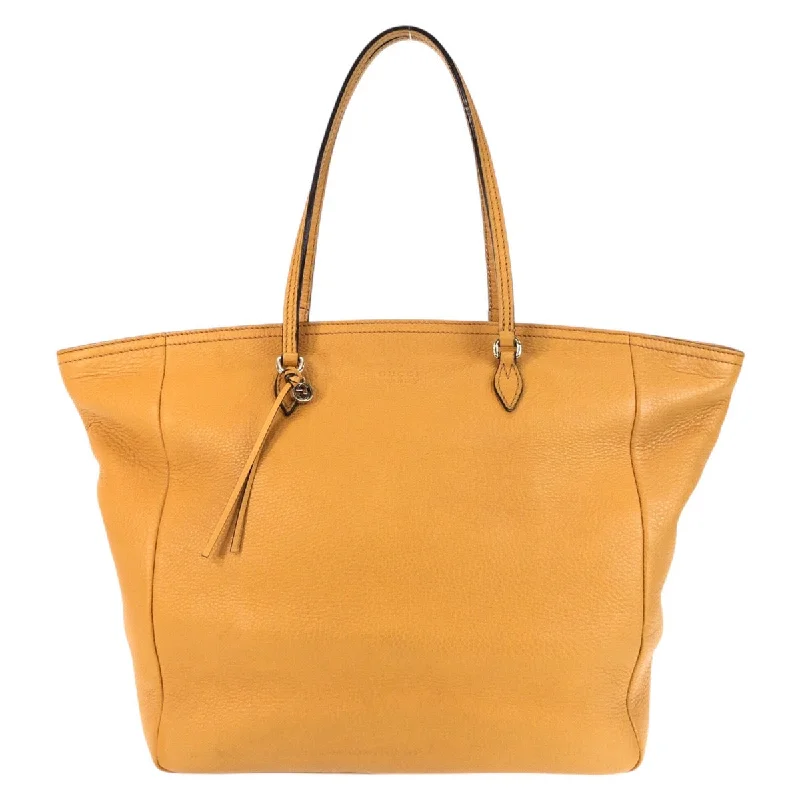 Handle bags with zipper tops for security -Gucci Leather Tote Bag Yellow Gold Hardware