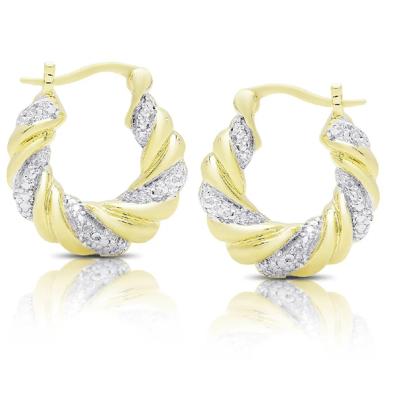 Drop Earrings for School Uniform -Finesque Gold Overlay Diamond Accent Hoop Earrings