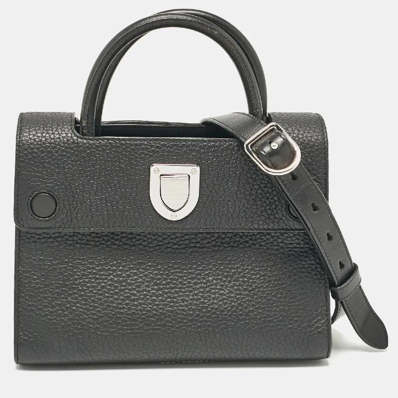 Handle bags with bold text for statements -Dior Black Leather Mini Diorever Top Handle Bag