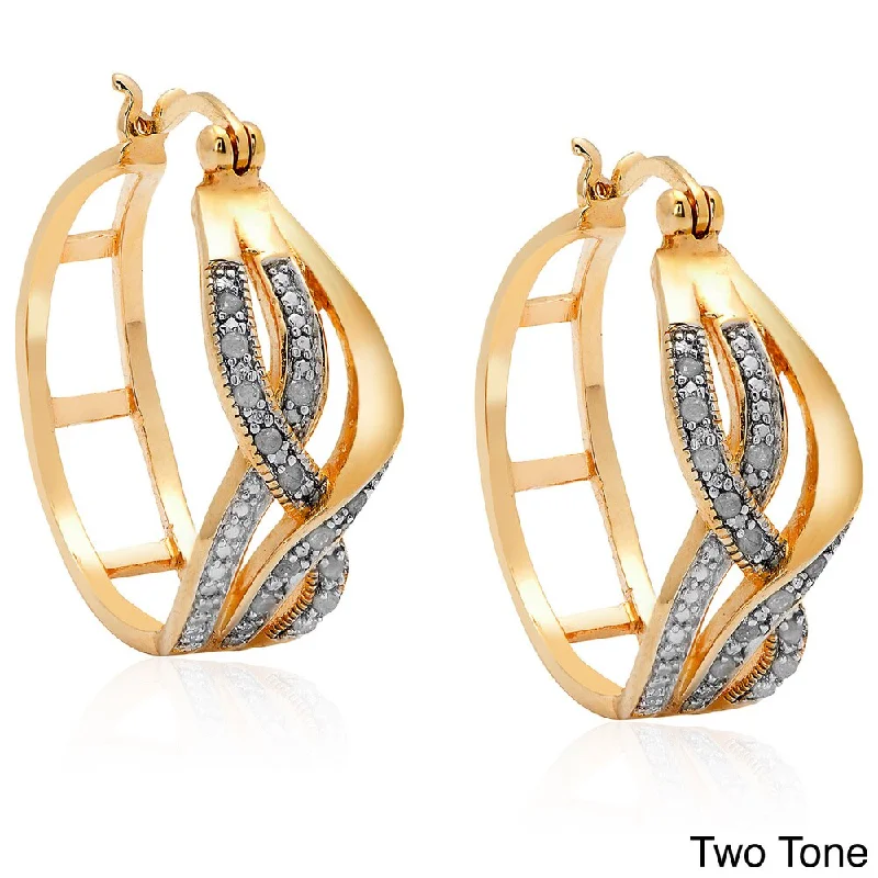 Square Drop Earrings for Modern -Finesque Silverplated or Gold/Rose 14k Gold Overlay 1/3ct TDW Diamond Hoop Earrings