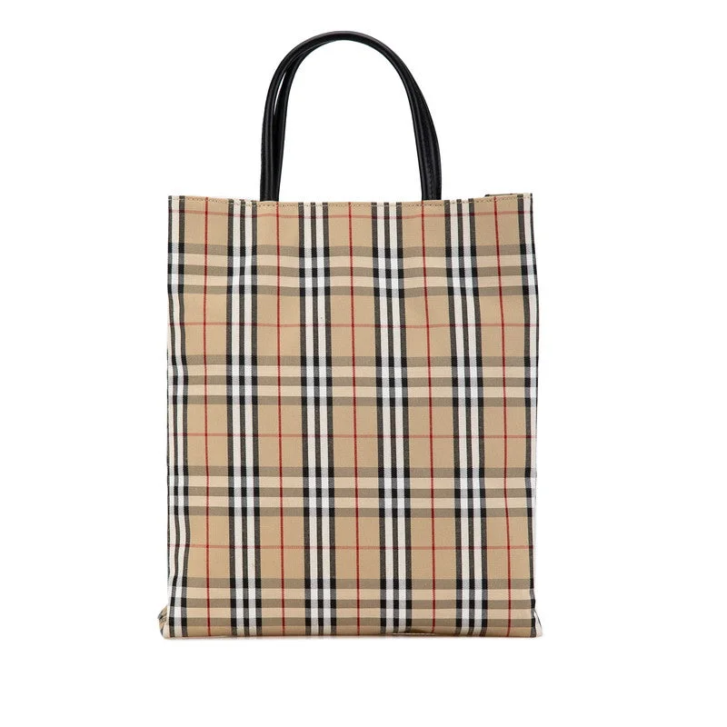 Handle bags with artistic prints for creativity -Burberry Nova Check Canvas Leather Tote Bag