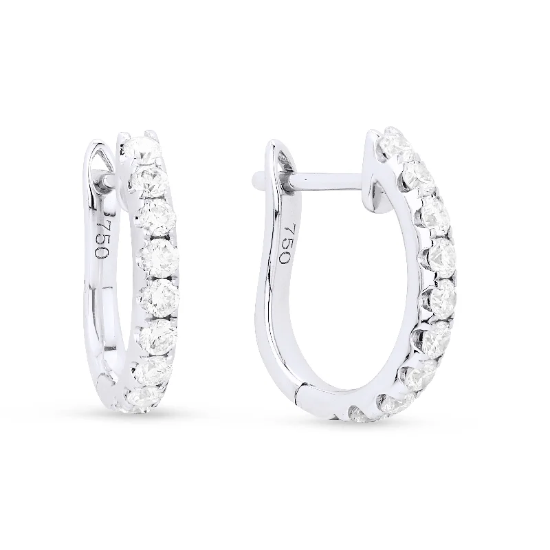 Studded Drop Earrings with Gemstones -0.24Ct White Diamond Hoops Earrings In 14K White Gold