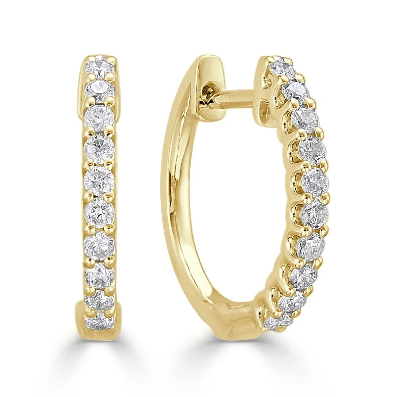 Long Drop Earrings for Dramatic -Joelle Collection Diamond Round Hoop Earrings 14K Yellow Gold 1/4ct TDW