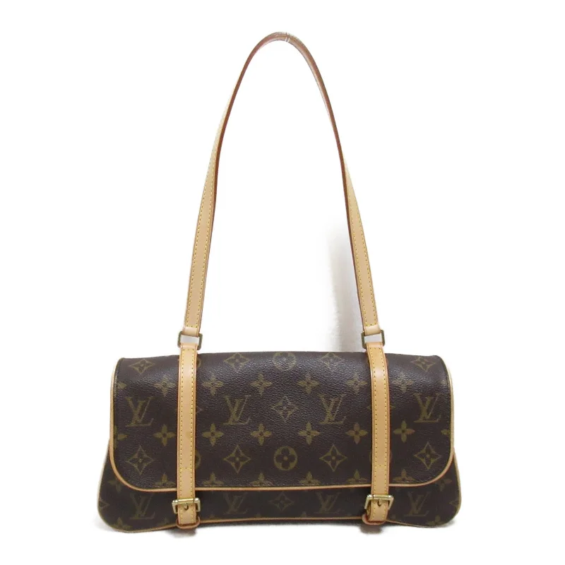 Handle bags with double handles for strength -Louis Vuitton Marelle Shoulder Bag Monogram Brown