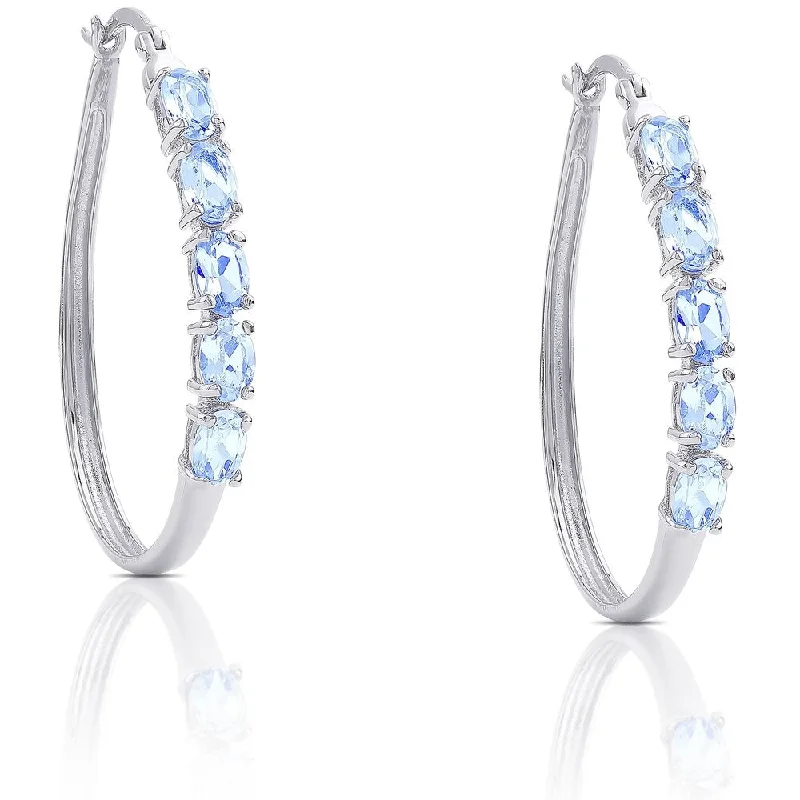 Drop Earrings for Evening Gown -Dolce Giavonna Simulated Topaz Hoop Earrings