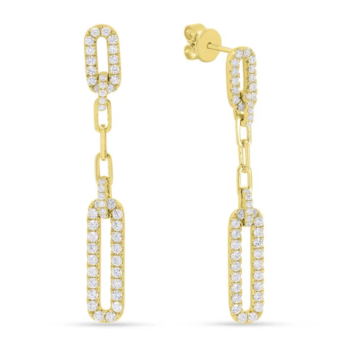 Drop Earrings with Floral Motifs -0.84Ct White Diamond Drop/dangle Earrings In 14K Yellow Gold