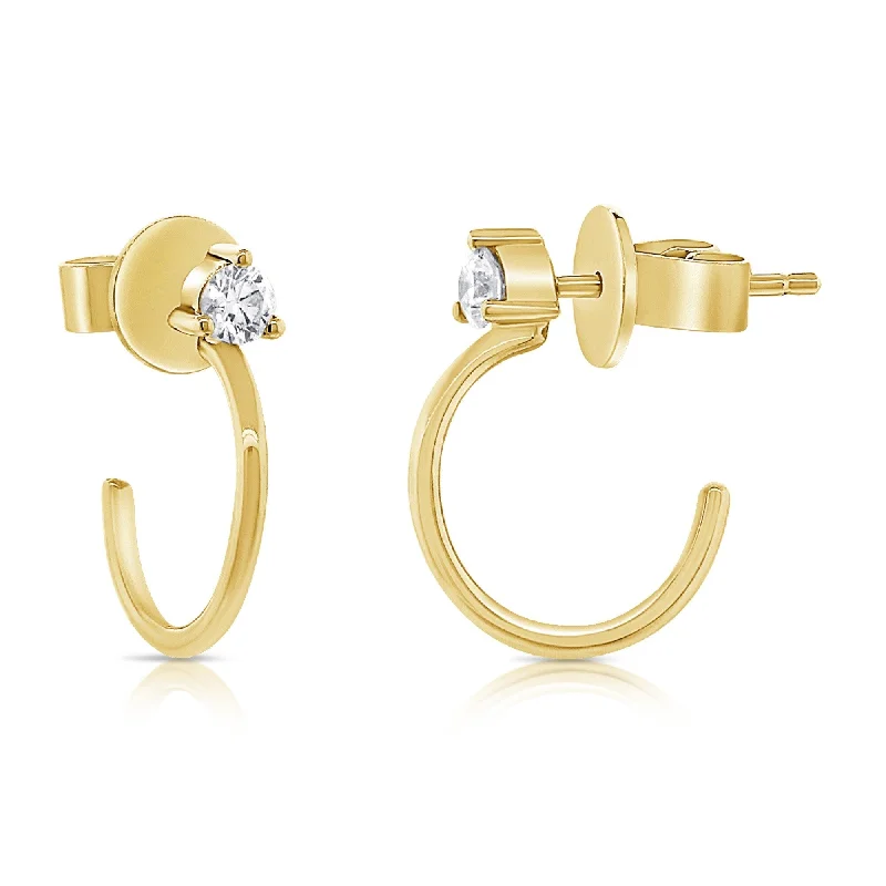 Drop Earrings for Anniversary -Joelle Collection Diamond Stud Hoops Earrings 14K Gold