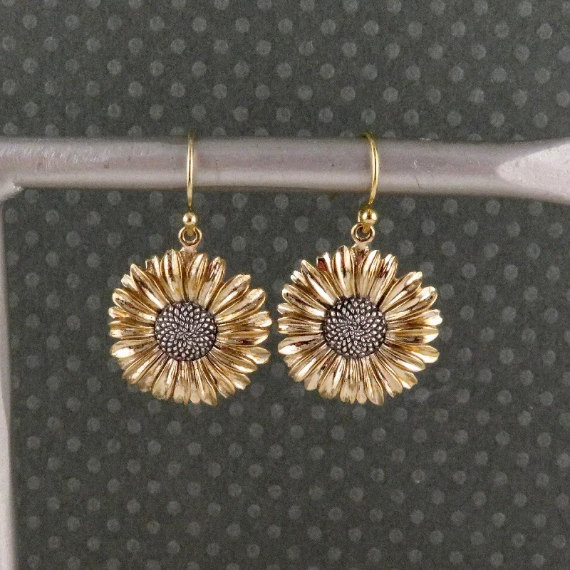 Drop Earrings with Crown Designs -Daisy Earrings - Large