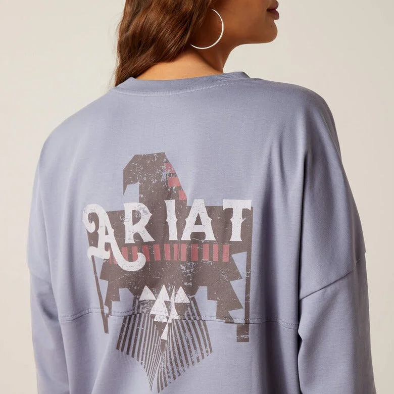 Purple Blouses for Royalty -Ariat Women's Thunderbird Long Sleeve T-Shirt in Folkstone Grey (Available in Regular & Plus Sizes)