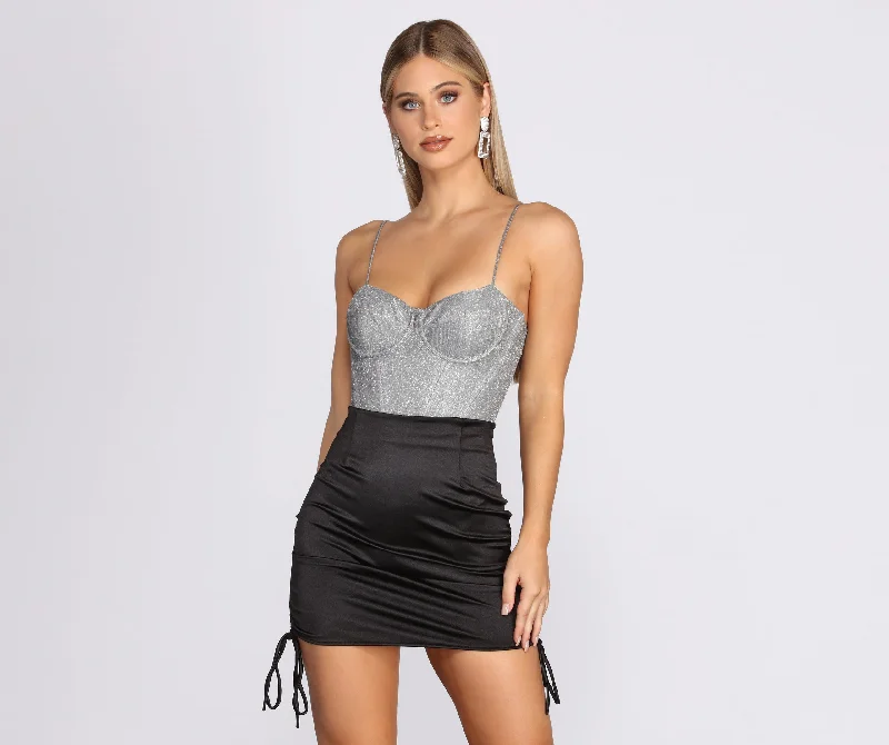 Casual tight top for women with relaxed neckline and effortless style-Glam It Up Bodysuit