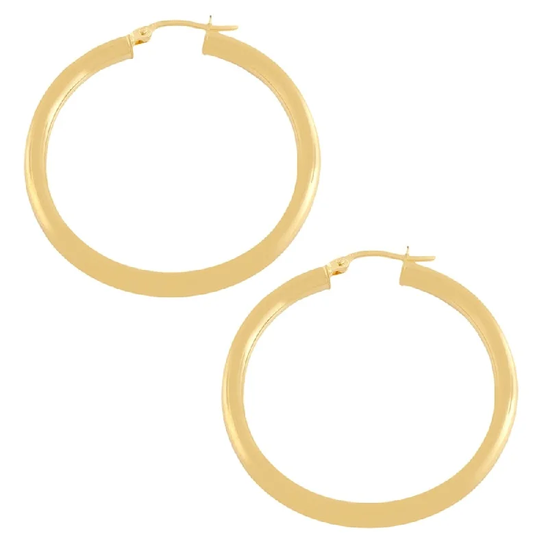 Drop Earrings with Wave Designs -Joelle Collection Hoop Earrings 14K Yellow Gold Bead Earrings 3 x 30 MM 1.25" Inch