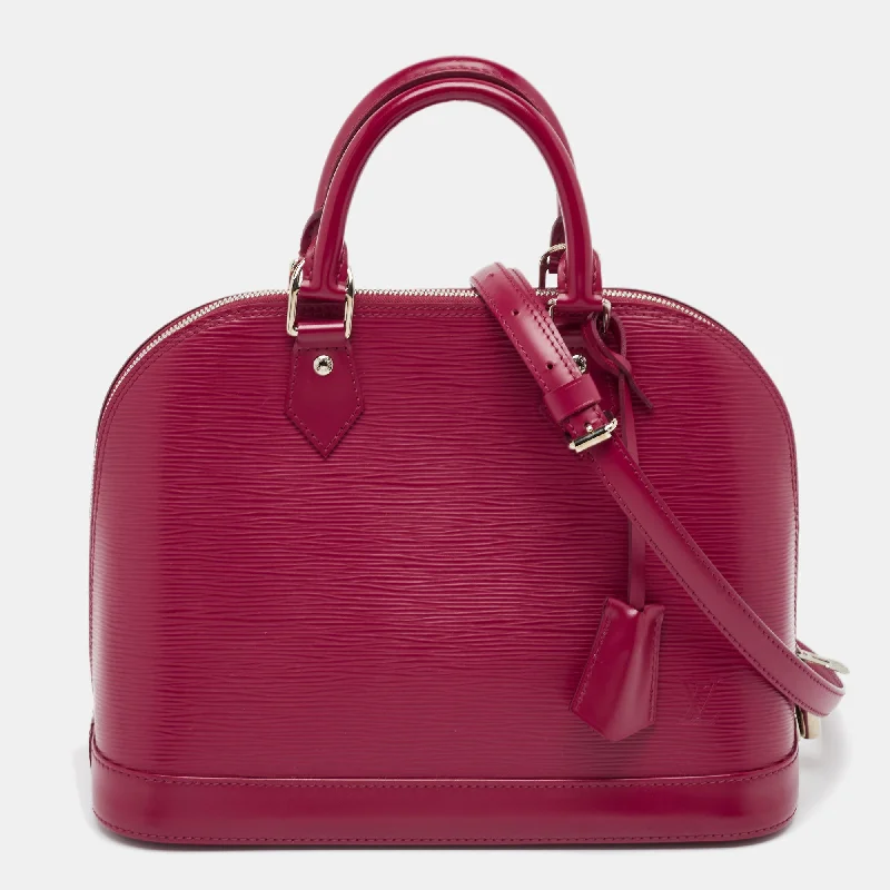 Handle bags with sleek zippers for closure -Louis Vuitton Fuchsia Epi Leather Alma Pm Bag