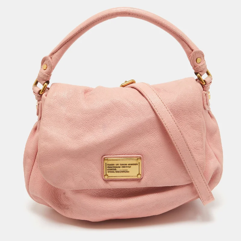 Handle bags with subtle embroidery for detail -Marc By Marc Jacobs Pink Leather Classic Q Lil Ukita Top Handle Bag