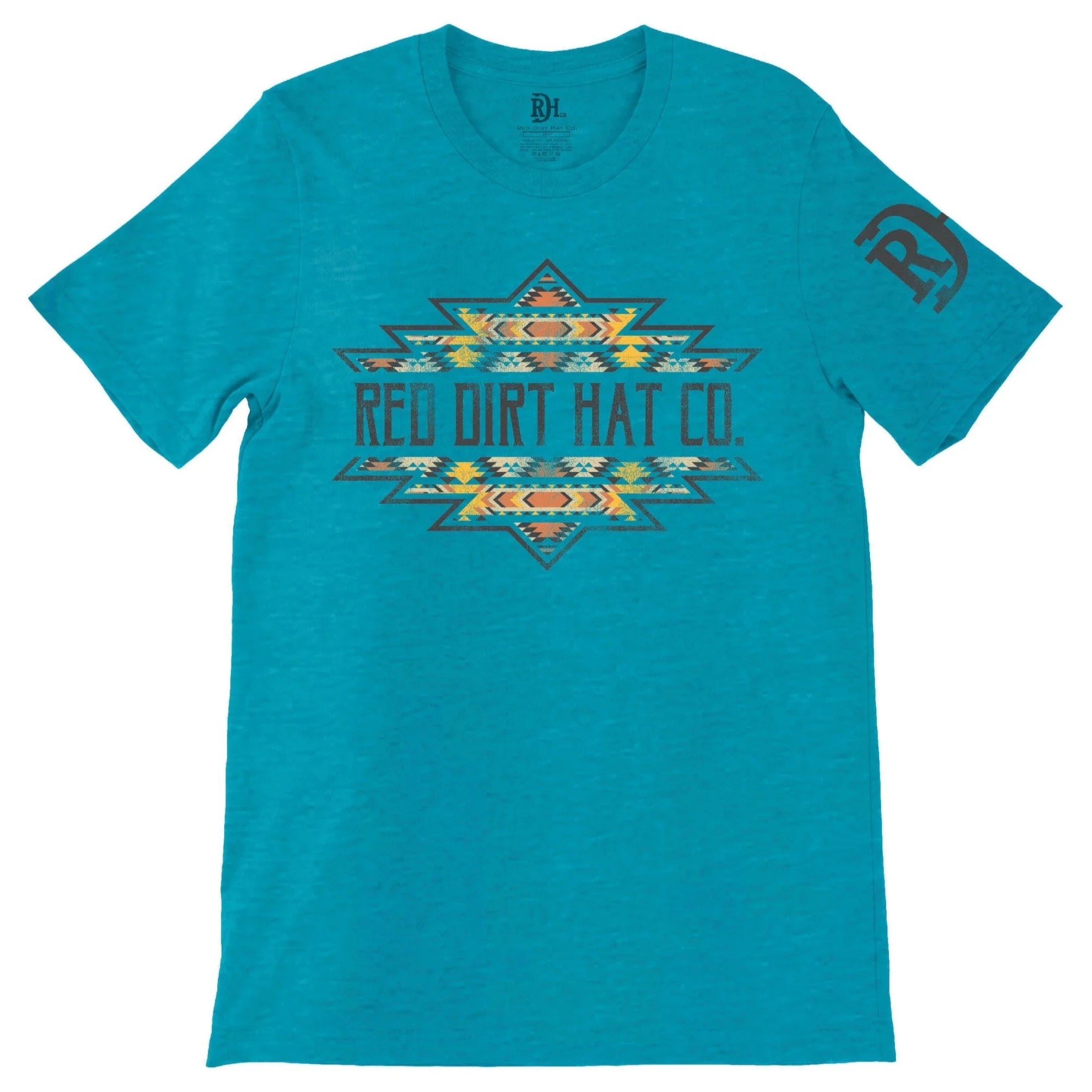 Wrap Blouses for Adjustable -Red Dirt Hat Co. "Aztec Shape" T-Shirt in Turquoise