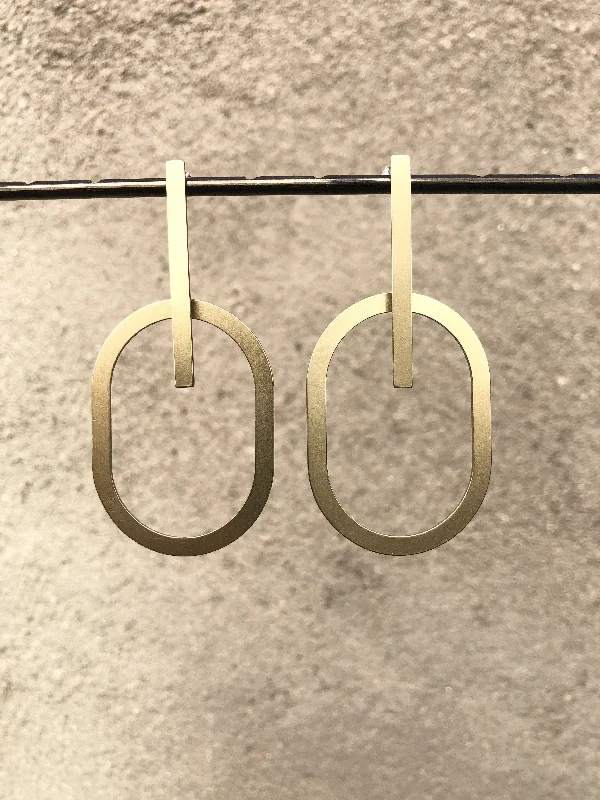 Drop Earrings with Crown Designs -Oval Intersection Earrings