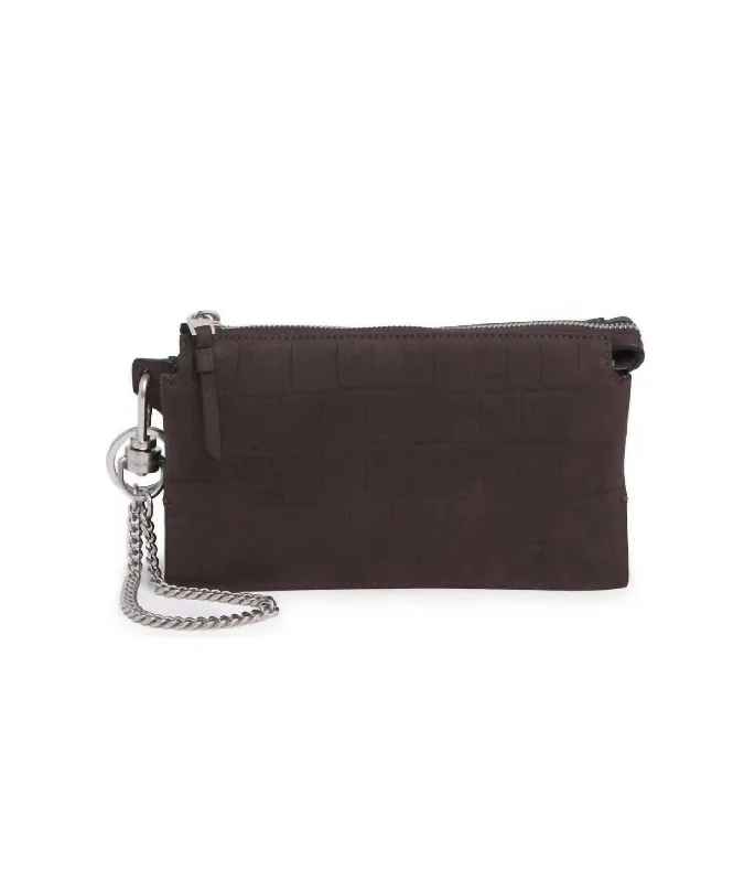 Handle bags with thick handles for support -Women's Marry Croc Pochette Wrislet In Peat Brown