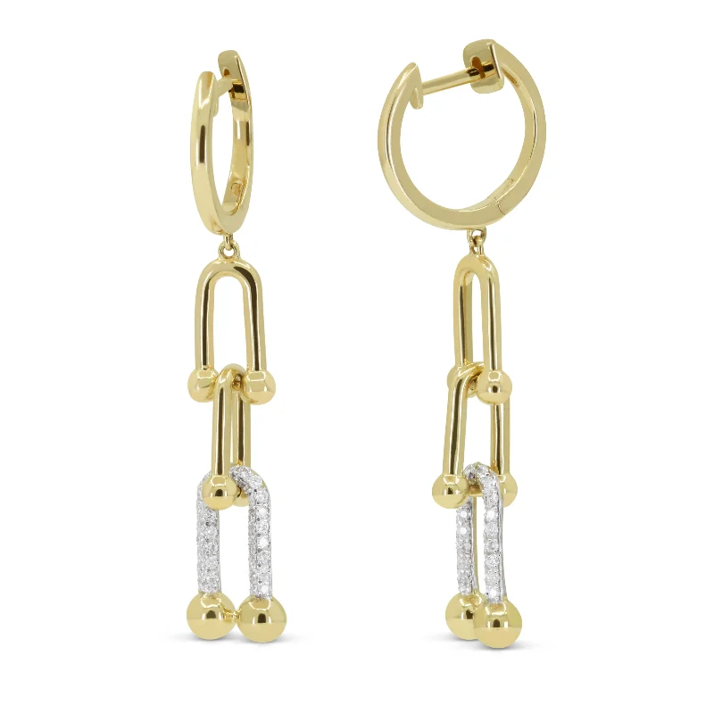 Drop Earrings with Infinity Symbols -0.26Ct White Diamond Drop/dangle Earrings In 14K Yellow Gold