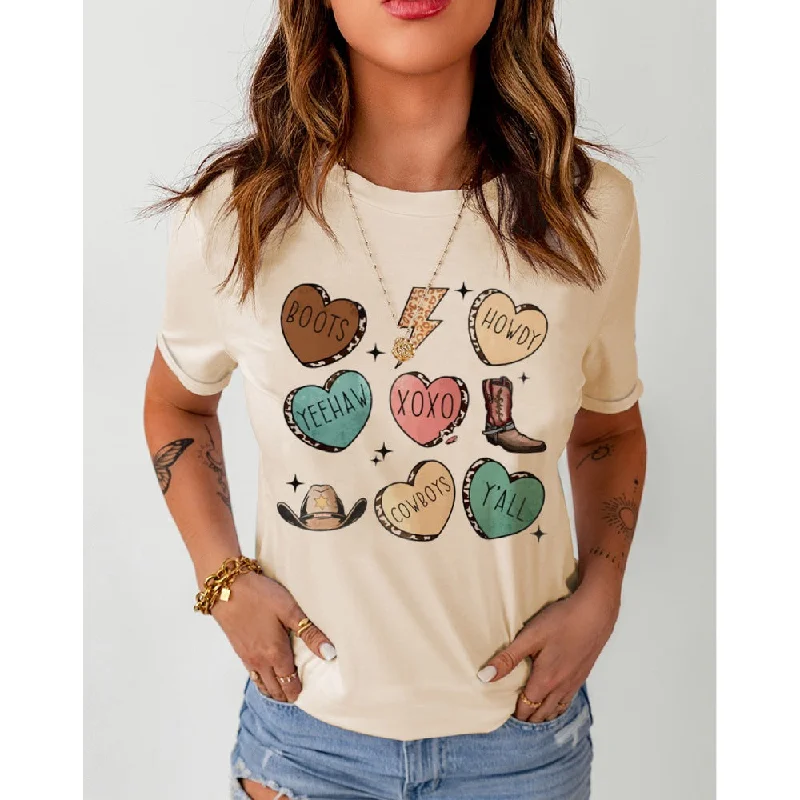 Maximalist Blouses for Bling -Sugar & Lace Womens Western Valentine T-Shirt - SL25224090-16