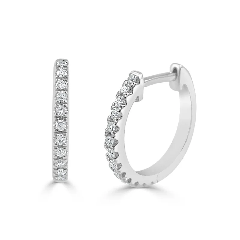 Drop Earrings for Bridesmaids Look -Joelle Collection Diamond Huggie Earrings 14K White Gold 1/10ct