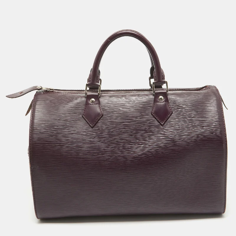 Handle bags with sleek black for elegance -Louis Vuitton Cassis Epi Leather Speedy 30 Bag