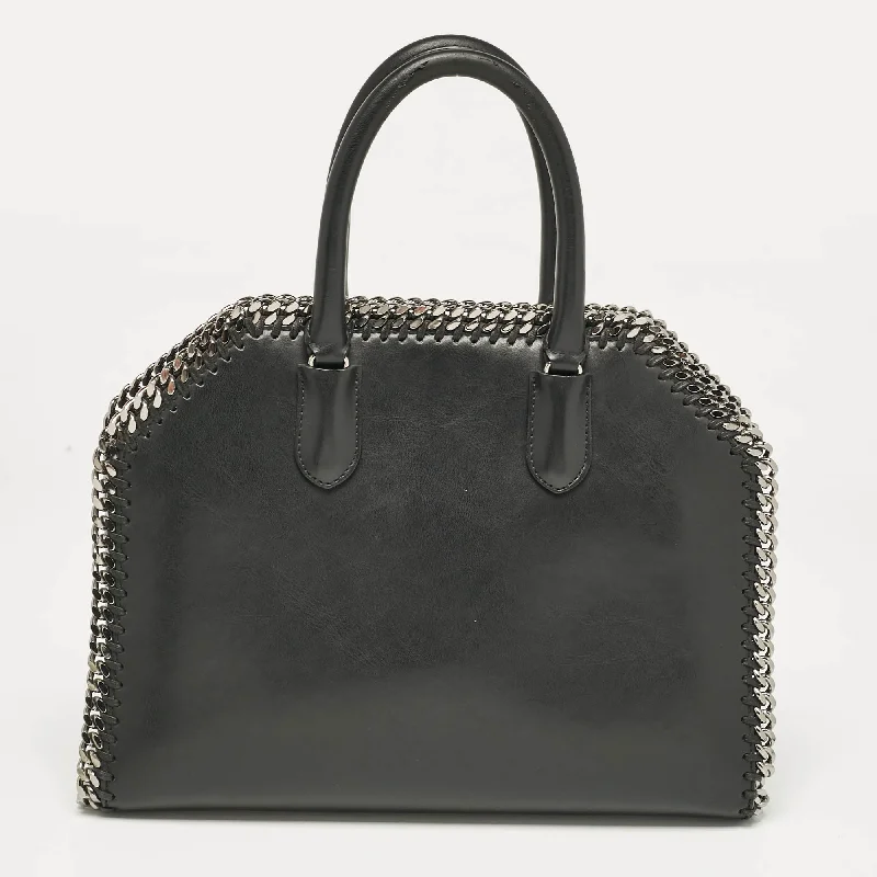 Handle bags with detachable pouches for versatility -Stella Mccartney Black Faux Leather Falabella Box Satchel