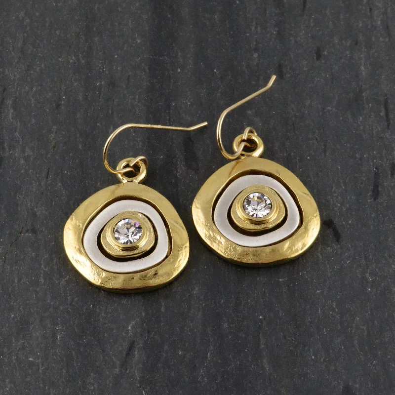 Drop Earrings with Leaf Motifs -Mixed Metal Gold Medallion Earrings - GF wire