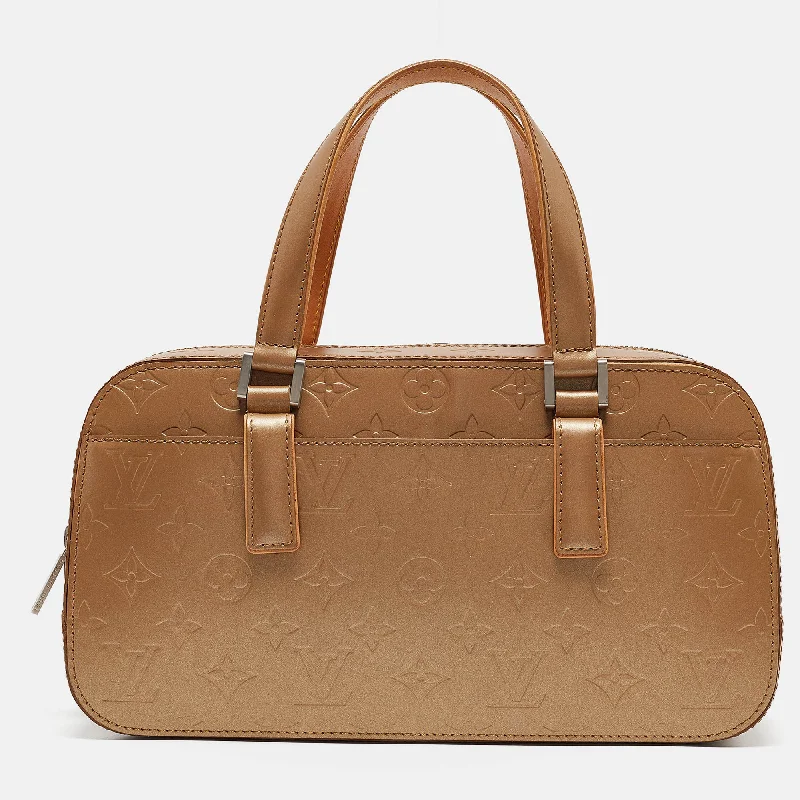 Handle bags with structured shapes for class -Louis Vuitton Ambre Monogram Mat Shelton Bag