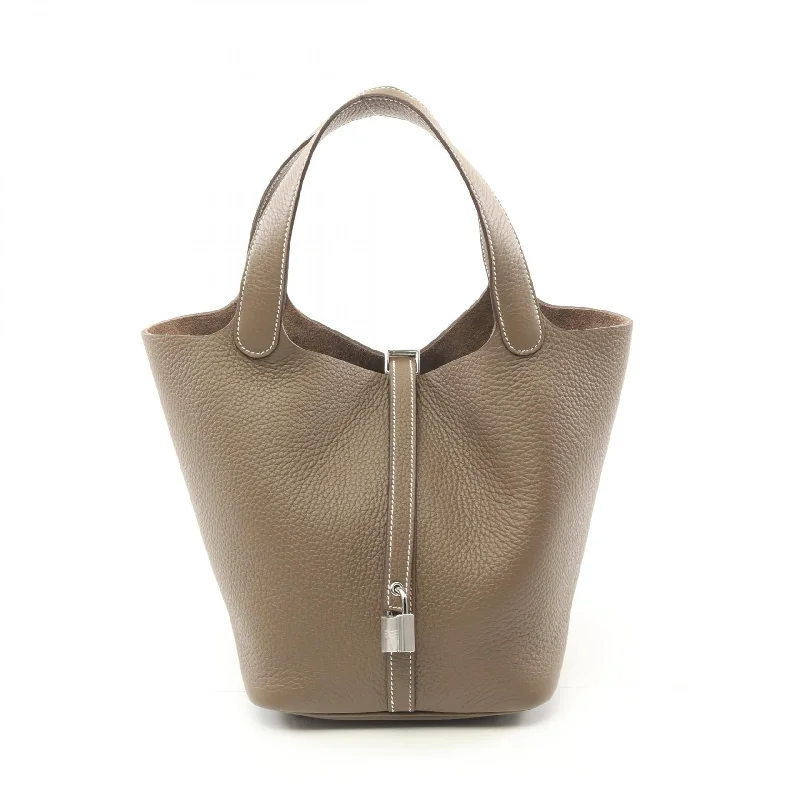 Handle bags with sturdy bases for stability -Hermes Picotin Lock MM Etoupe Handbag Brown