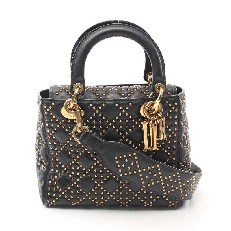 Handle bags with bold stripes for trendiness -Dior Lady Dior Cannage Leather Handbag Black