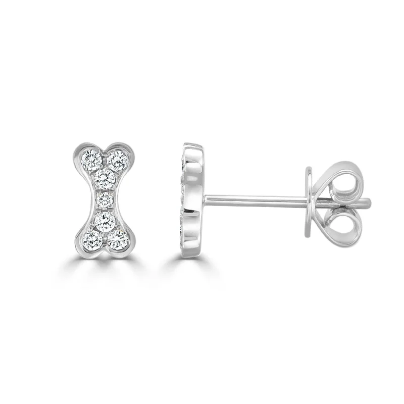 Leverback Drop Earrings for Comfort -Joelle Collection Diamond Dog Bone Earrings 18K Gold 1/7 CT TDW