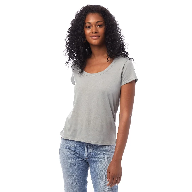 Detachable Blouses with Parts -Organic Cotton Scoop T-Shirt (Grey)