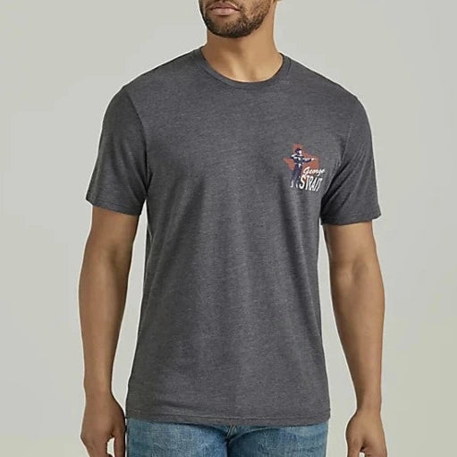 Party Blouses for Night Out -Wrangler Men's George Strait Graphic T-Shirt in Charcoal Heather