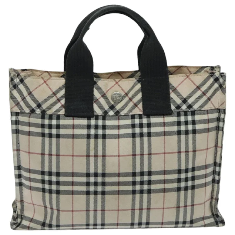 Handle bags with sturdy canvas for longevity -Burberry Nova Check  Synthetic Tote Bag (Pre-Owned)