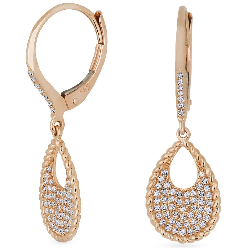 Drop Earrings with Abstract Designs -0.33Ct White Diamond Drop/dangle Earrings In 14K Rose Gold