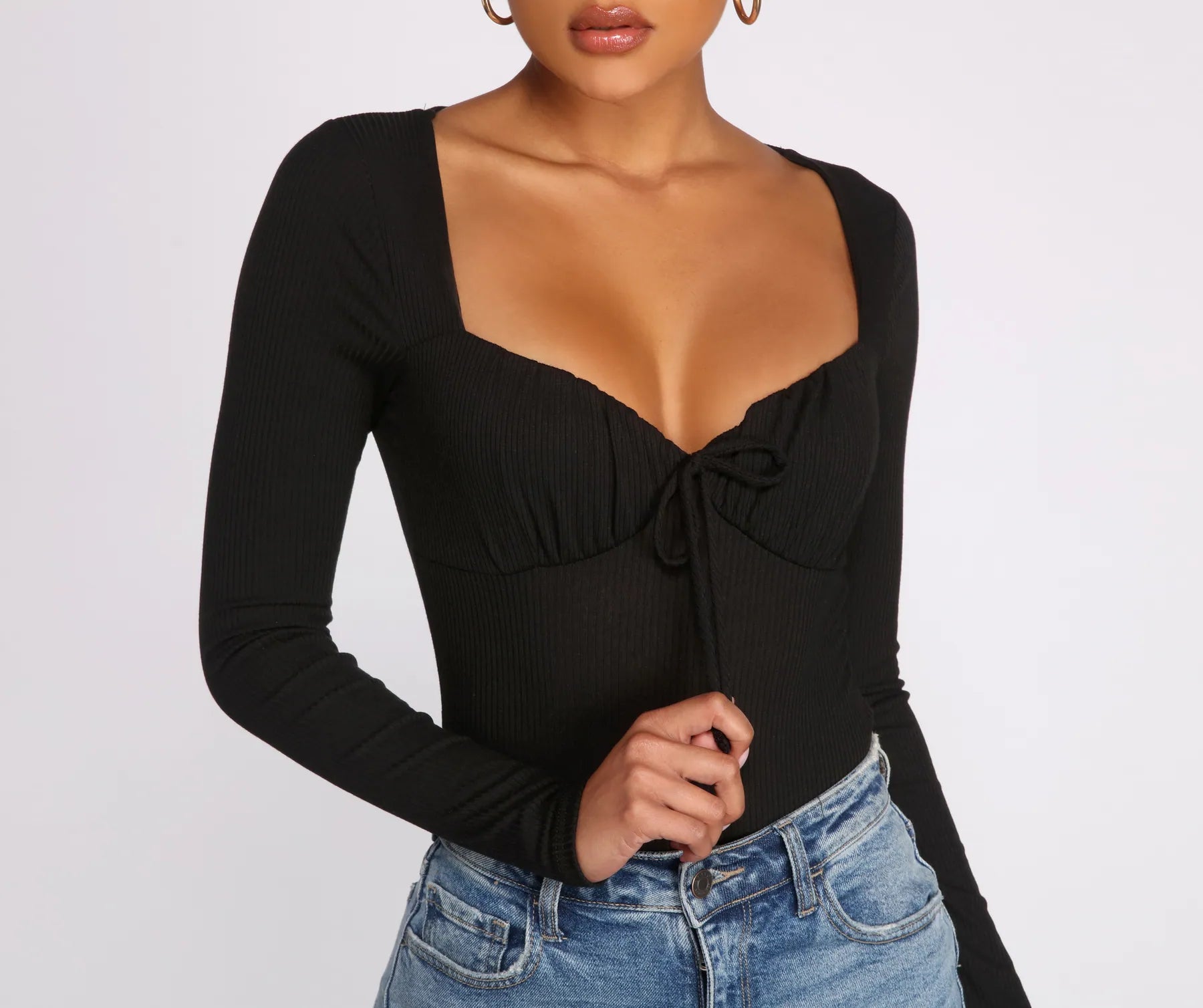 Trendy tight top for women with mesh detailing and edgy vibe-Sweet On You Knit Bodysuit