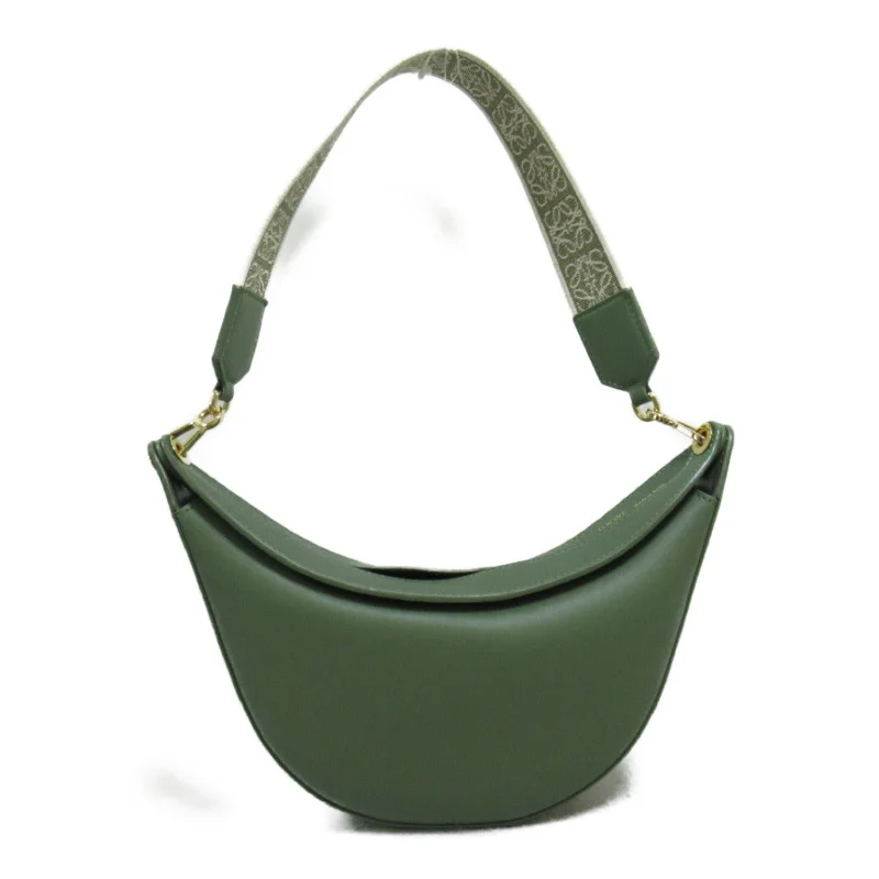 Handle bags with wide openings for access -Loewe Luna Lambskin Shoulder Bag Green