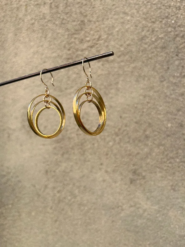 Drop Earrings with Polished Shine -Golden Astrolabe Earrings