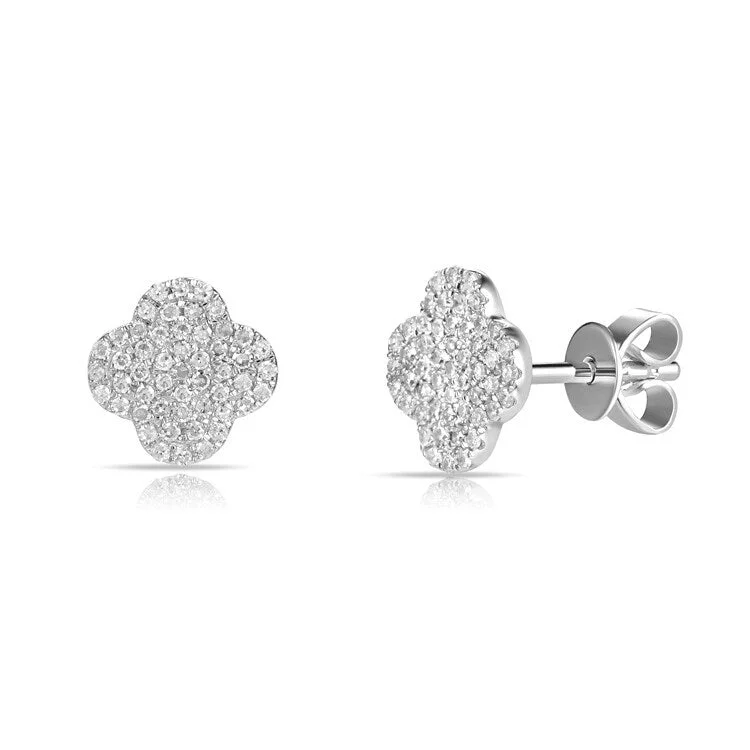 Drop Earrings with Polished Shine -Joelle Collection Diamond Flower Cluster Studs Earrings 14K White Gold 1/3 ct