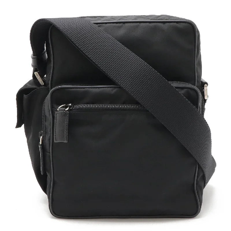 Canvas handle bags perfect for casual outings -Prada Nylon Leather Shoulder Bag Black