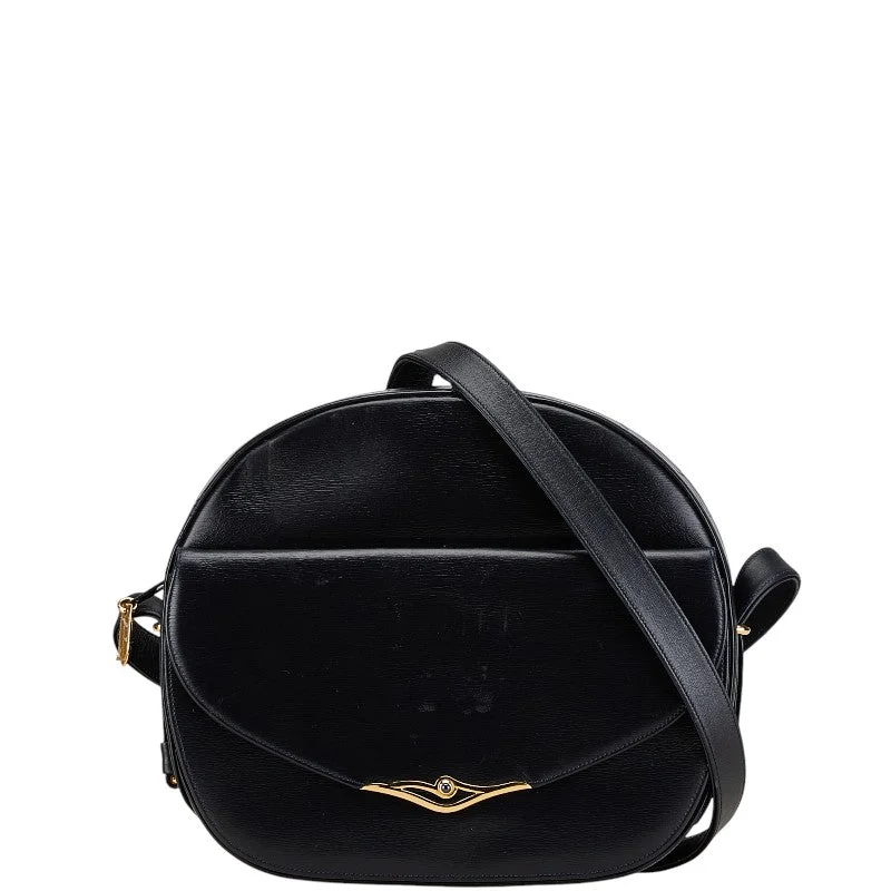 Handle bags with suede accents for texture -Cartier Leather Sapphire Shoulder Bag Black