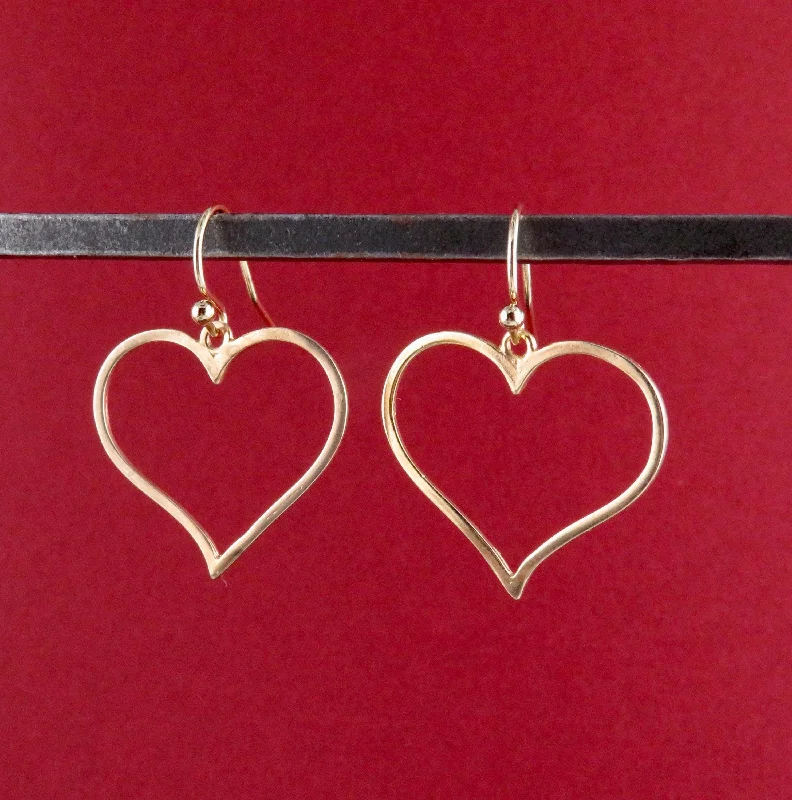 Drop Earrings for Beach Outfit -Gold Open Heart Earrings