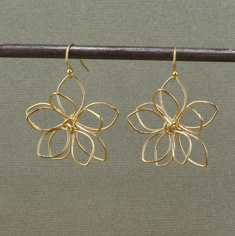 Drop Earrings for Formal Attire -Airy Flower Earrings - Gold