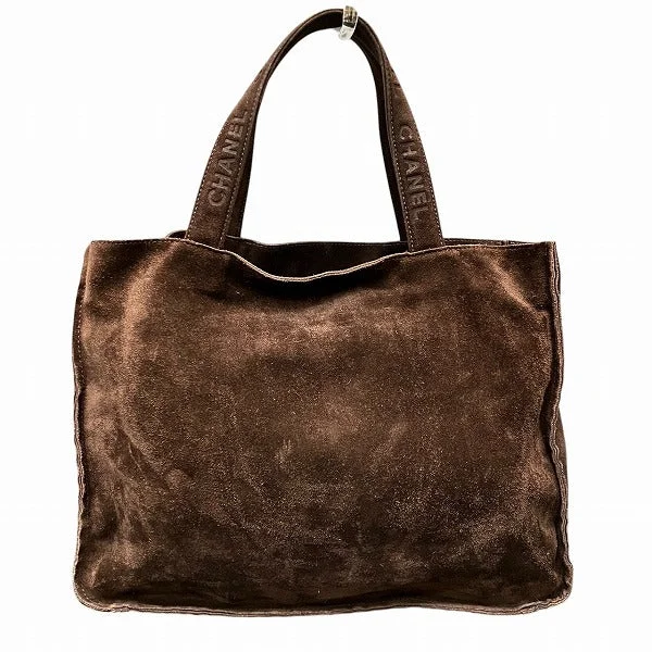 Handle bags with sleek black for elegance -Chanel Suede Brown Tote Handbag