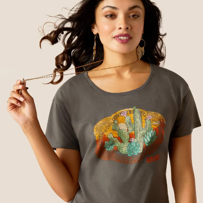 Maximalist Blouses for Bling -Ariat Women's Buckle Up T-Shirt in Graphite