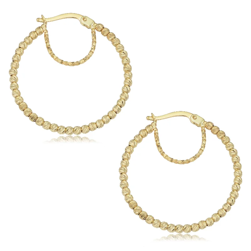 Crystal Drop Earrings for Sparkle -Joelle Collection Hoop Earrings 14K Yellow Gold Earrings 2 x 24 MM 1" Inch