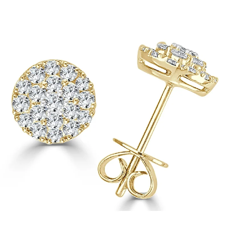 Drop Earrings with Symbolic Elements -Joelle Collection Diamond Cluster Studs Earrings 14K Gold 3/4ct TDW - Yellow